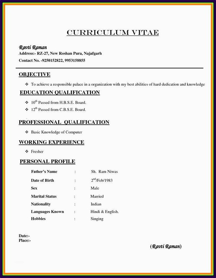 Creative Resume Templates For Freshers Free Download For Microsoft Word