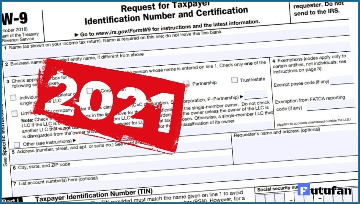 Department Of Treasury Irs Form W 9
