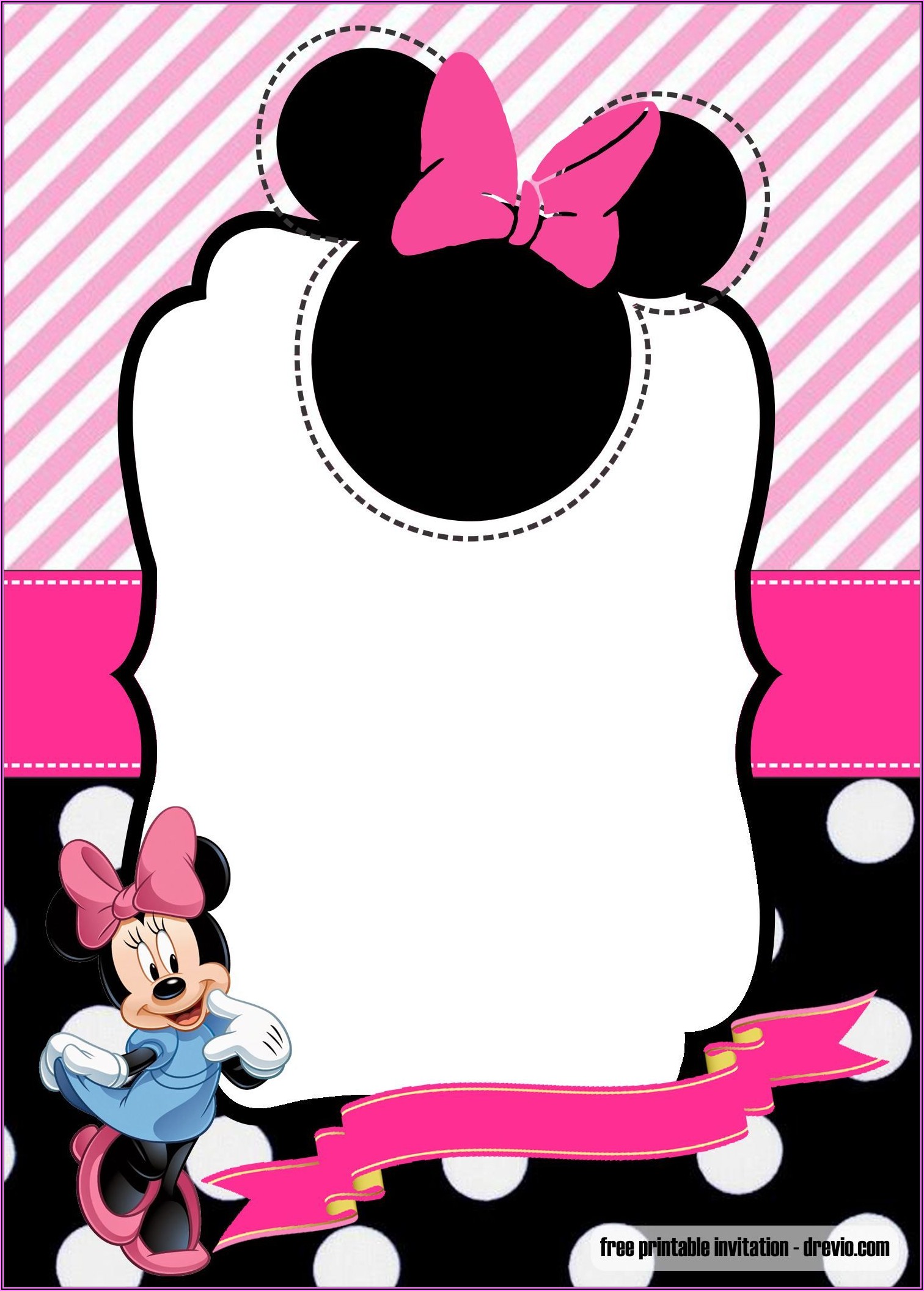 Editable Minnie Mouse Birthday Invitation Template
