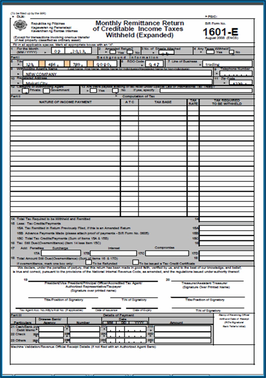 Electronic Bureau Of Internal Revenue Forms (ebirforms)
