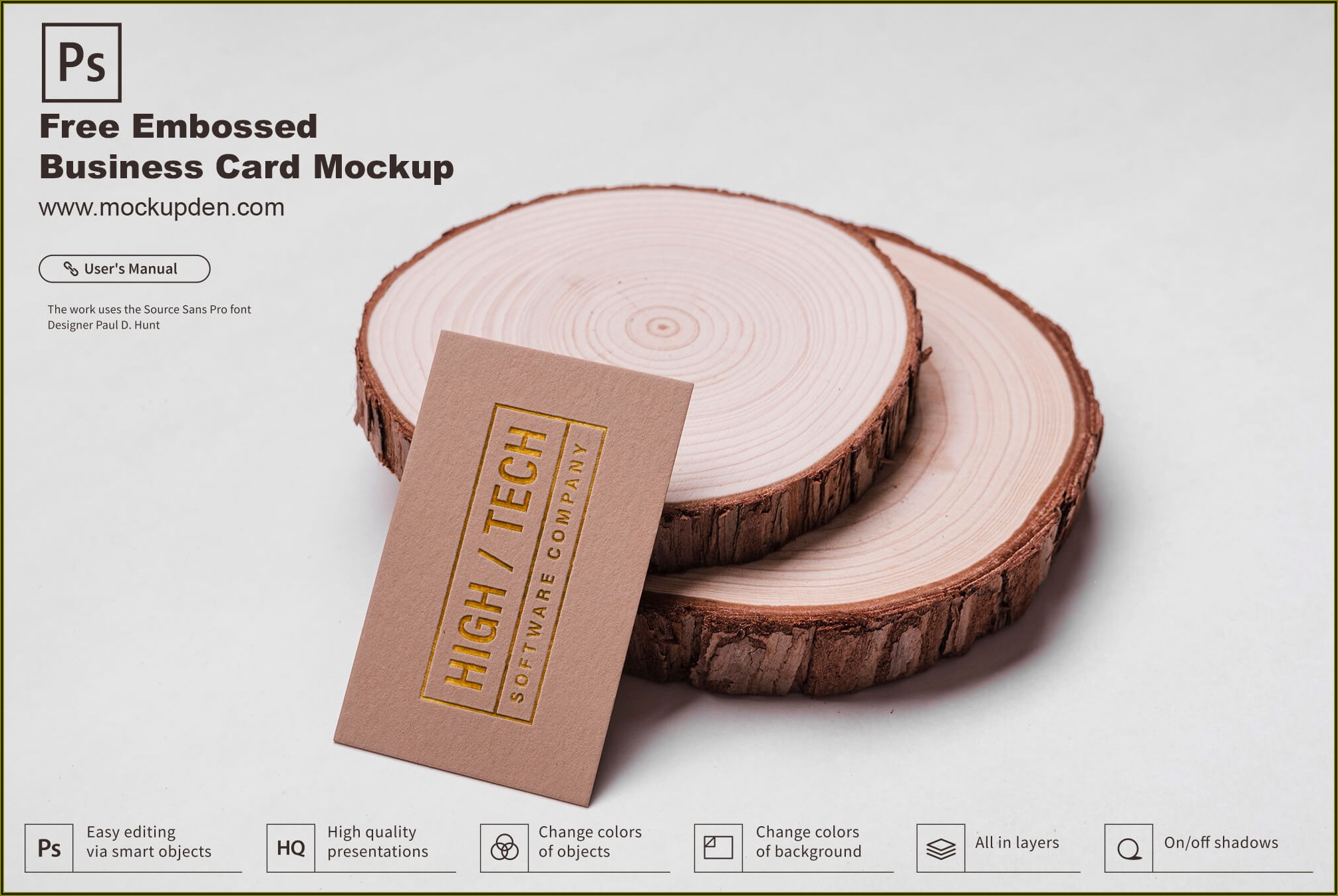 Embossed Business Card Mockup Psd