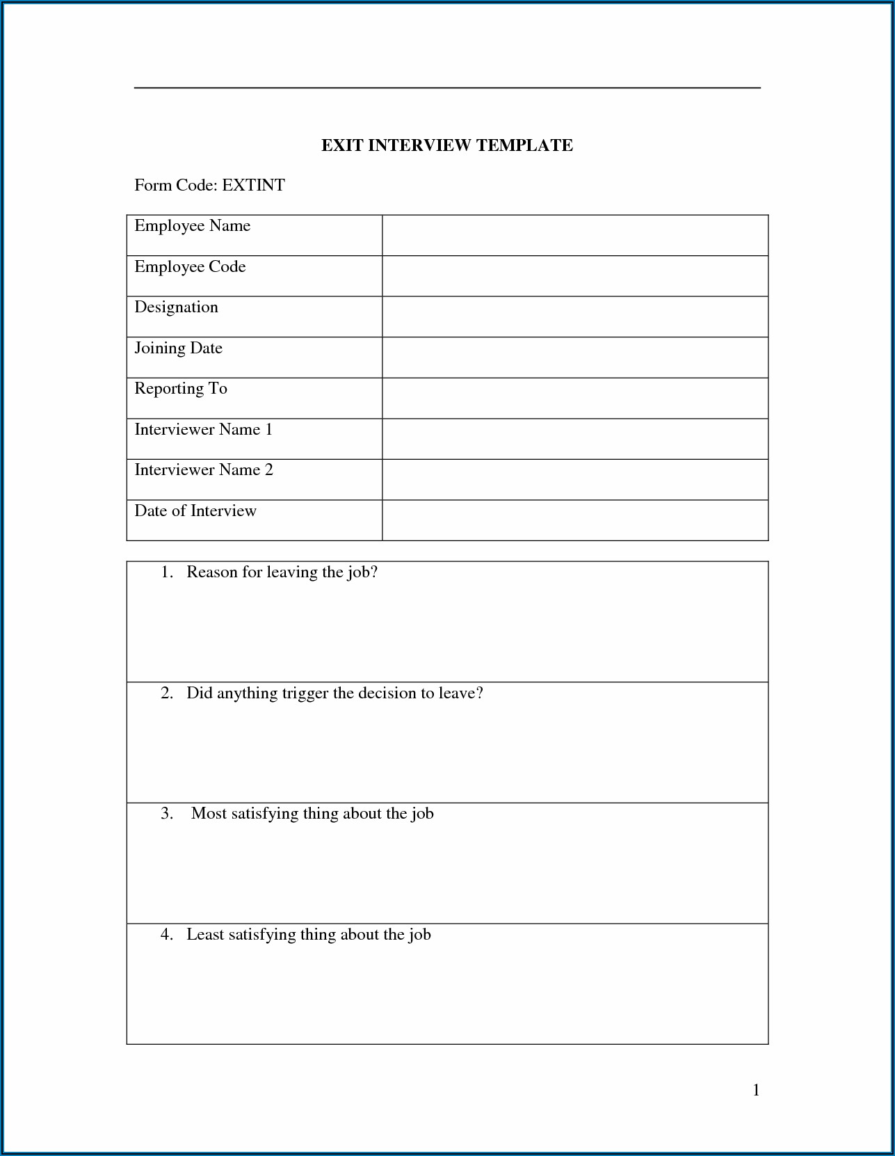 Example Exit Interview Forms