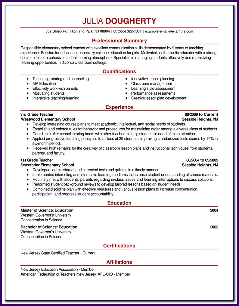 Examples Of Good Basic Resumes