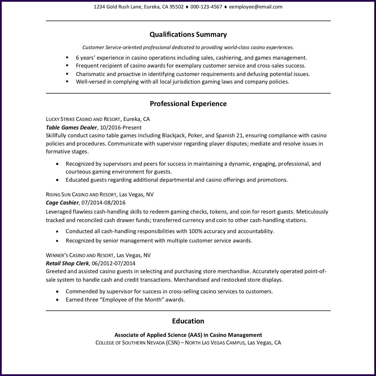 Examples Of Good Sample Resumes