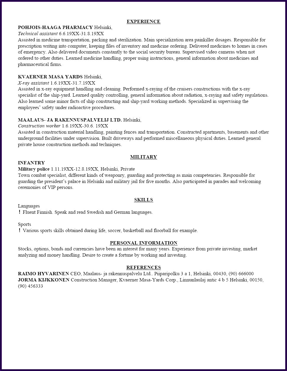 Examples Of Resumes For Jobs
