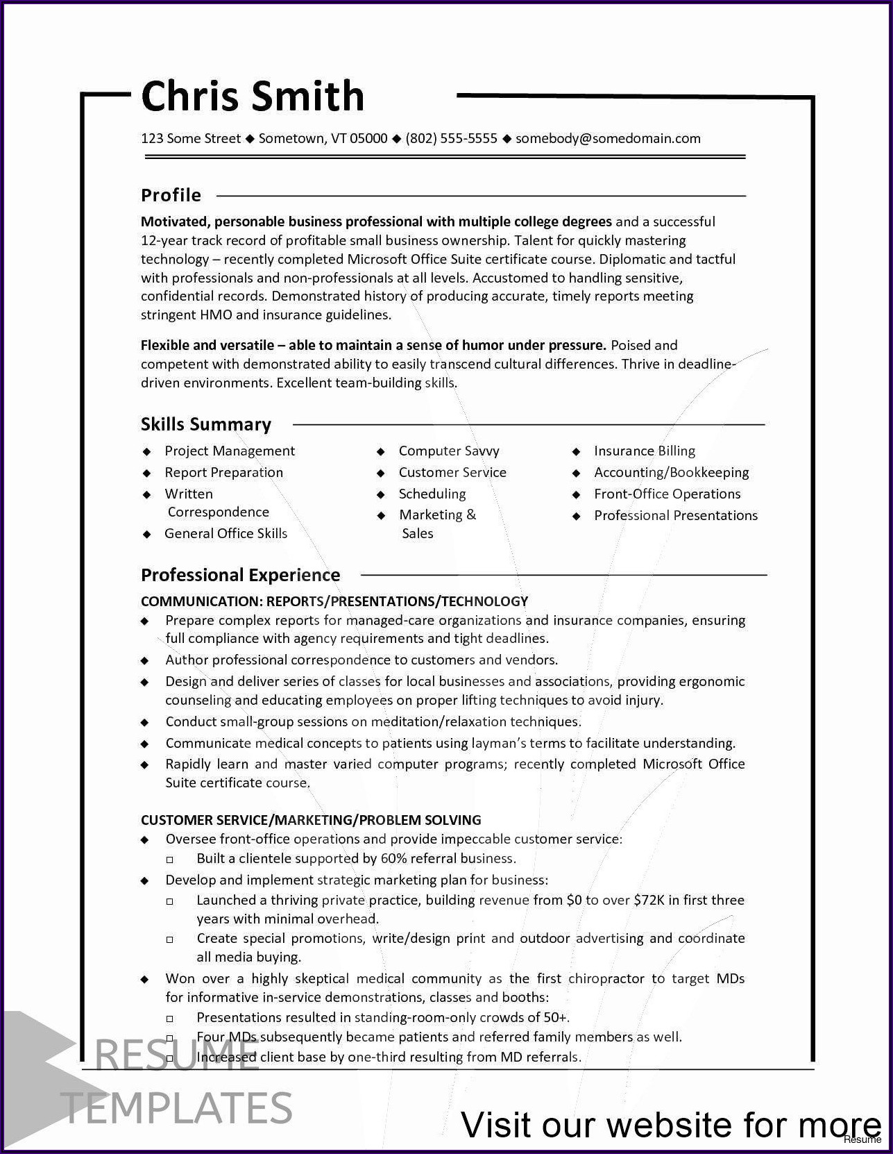 Examples Of Resumes Templates