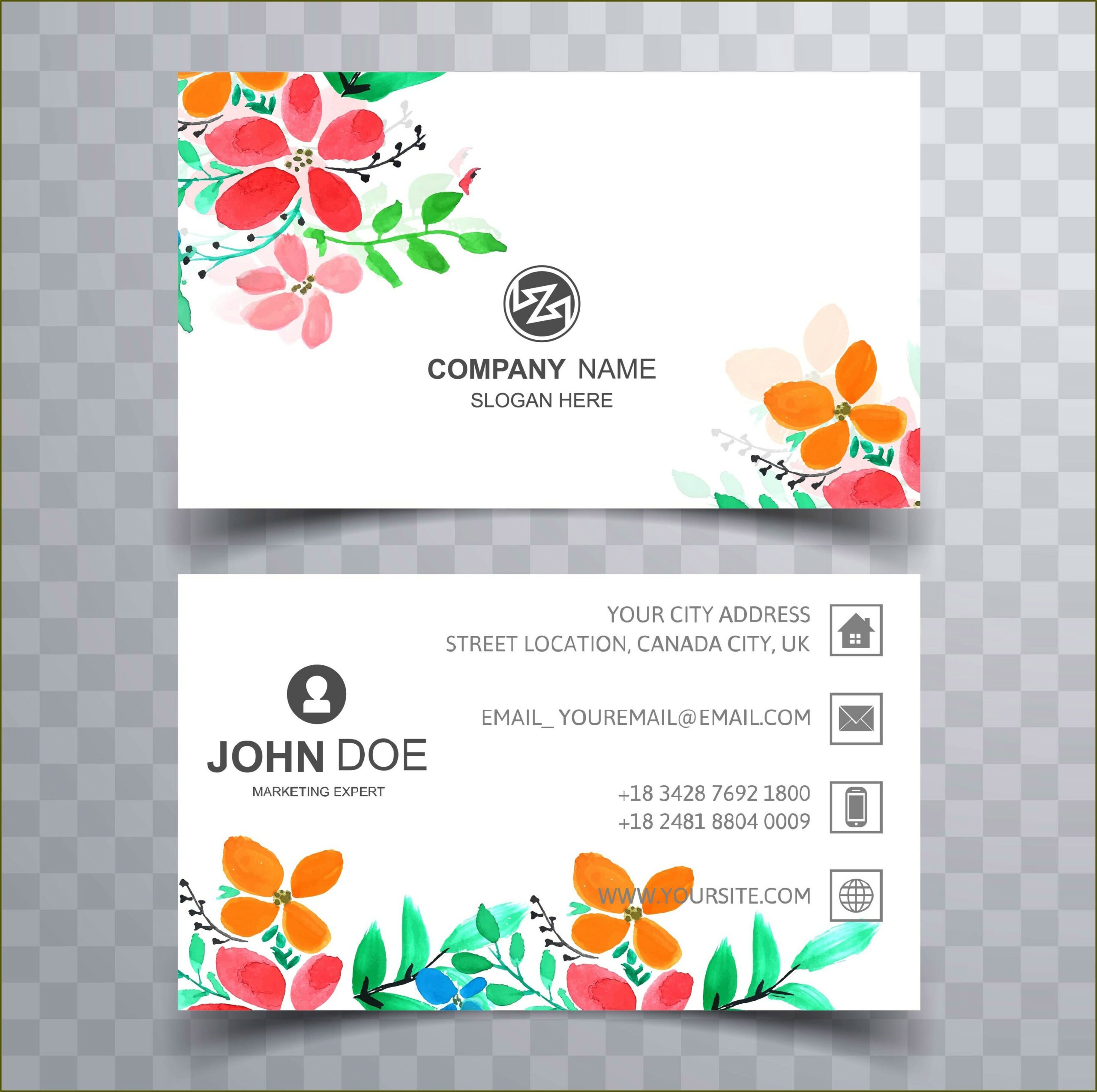 Floral Business Card Vector Design