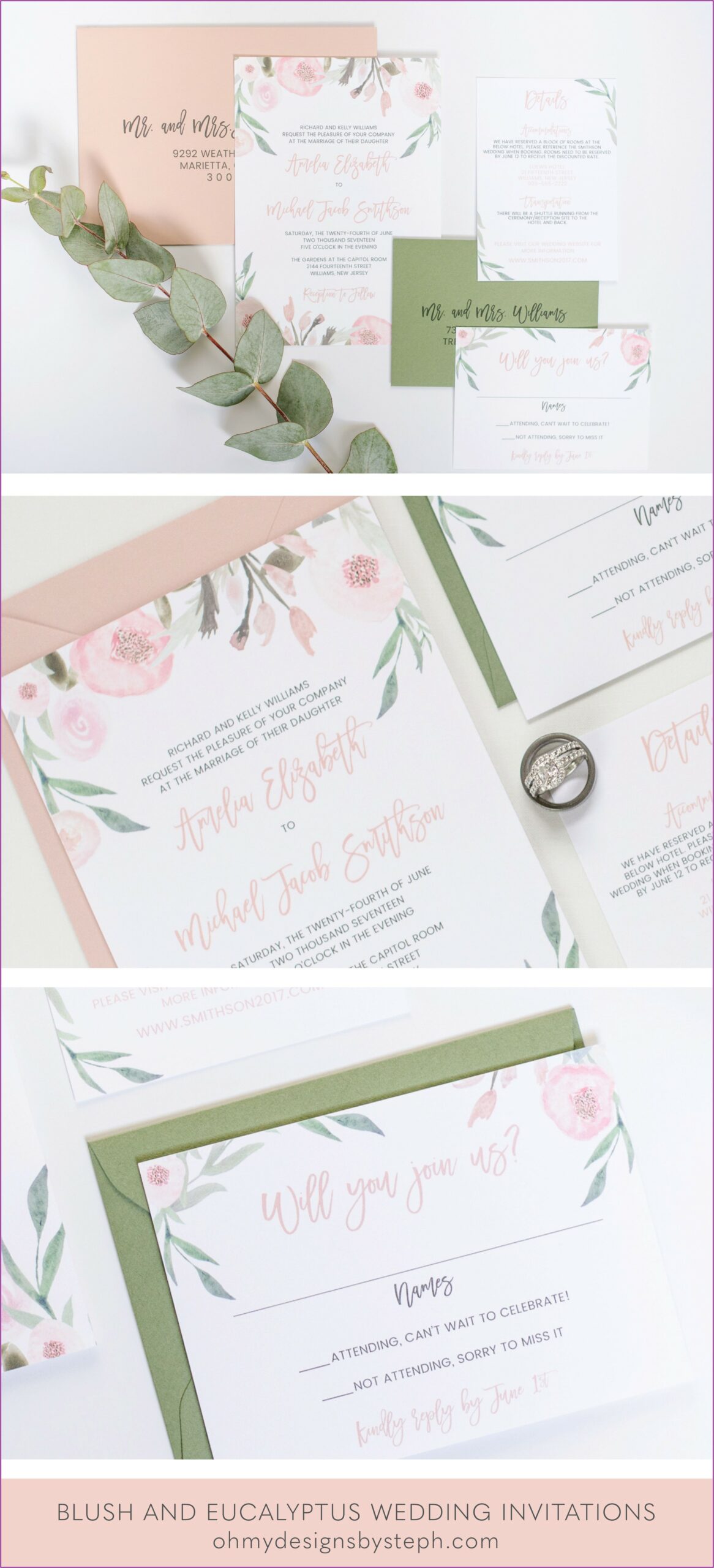 Floral Designs Wedding Invitations