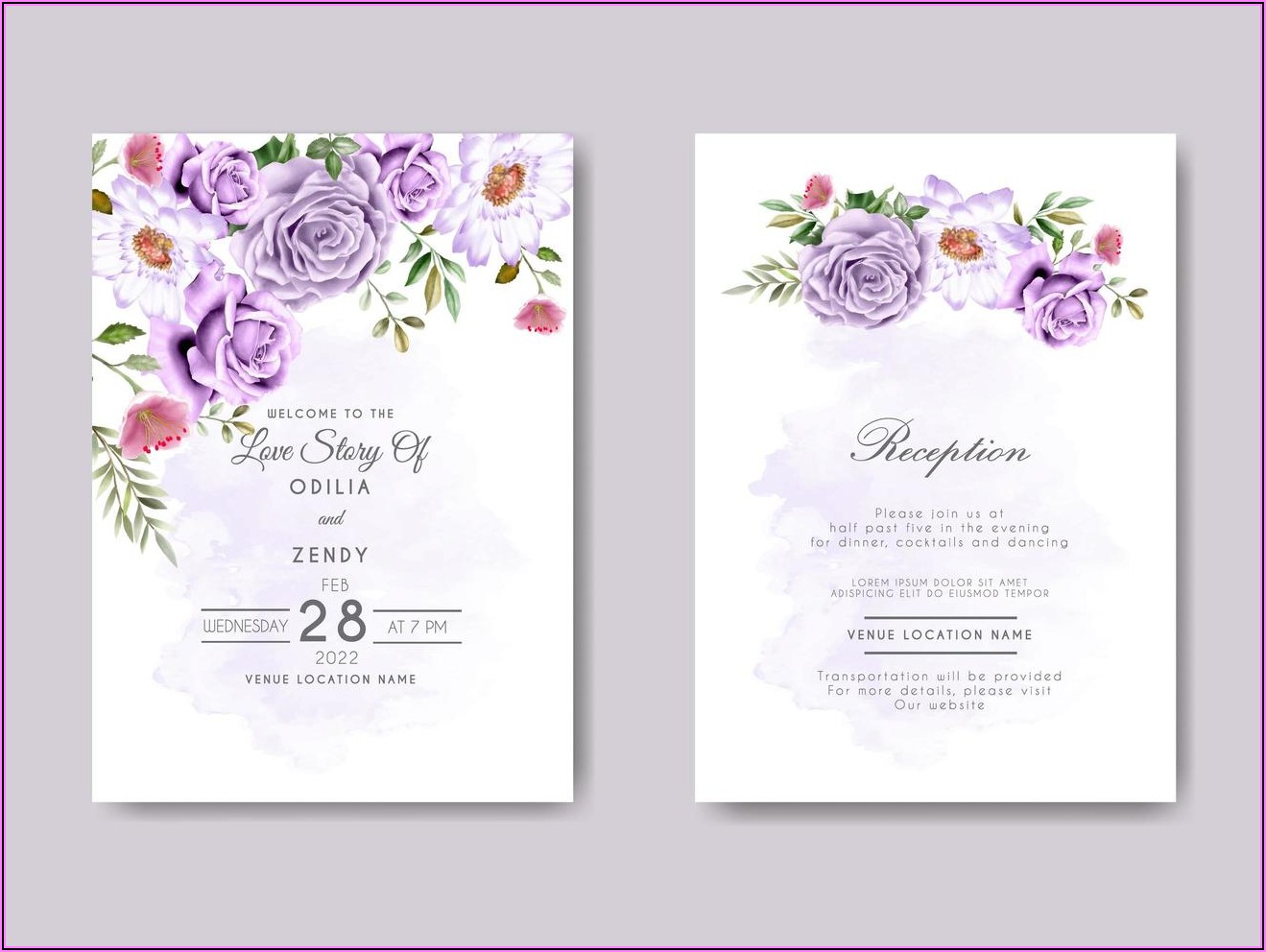 Floral Wedding Invitation Vector