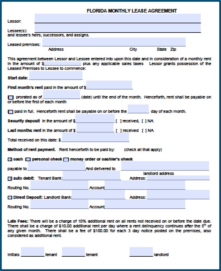 Florida Apartment Lease Agreement Template