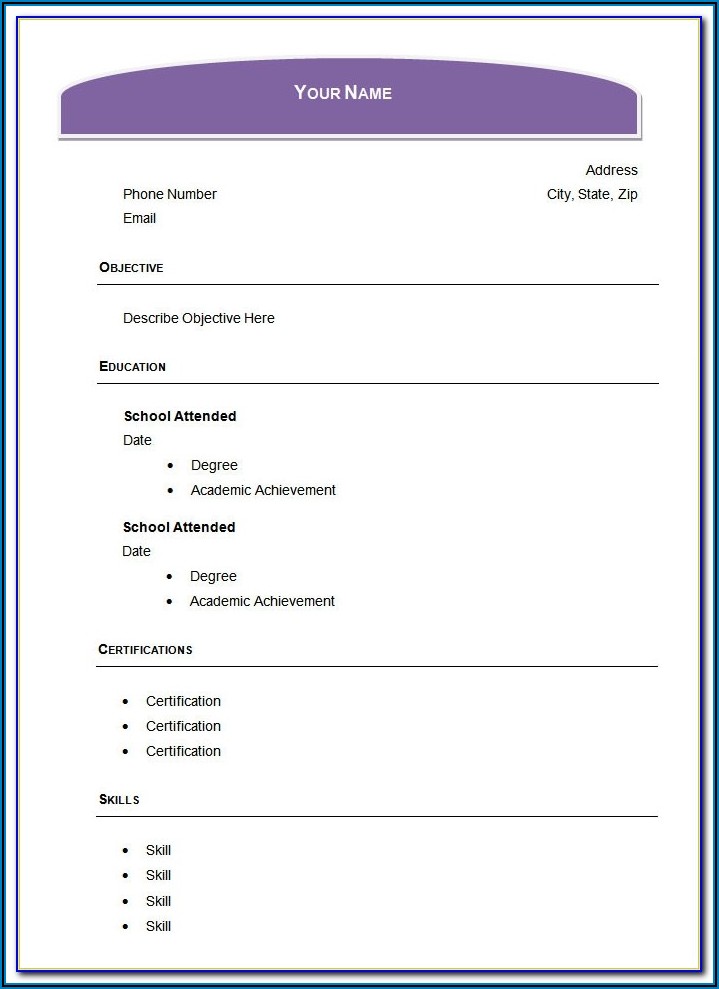 Free Blank Resume Templates For Microsoft Word