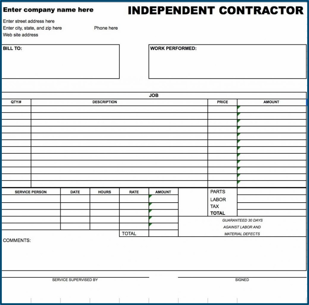 Free Contractor Invoice Template Pdf