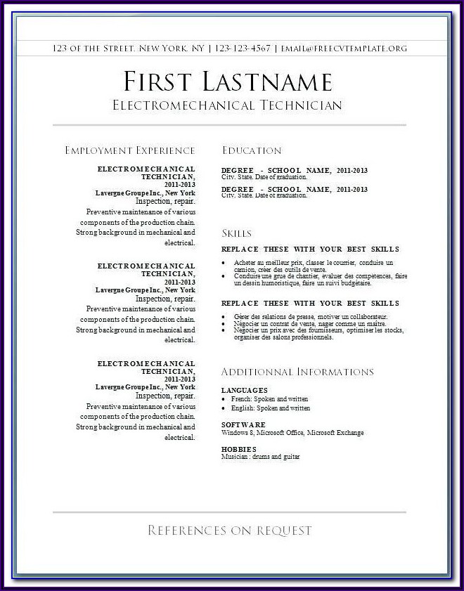 Free Download Resume Templates For Microsoft Word 2007