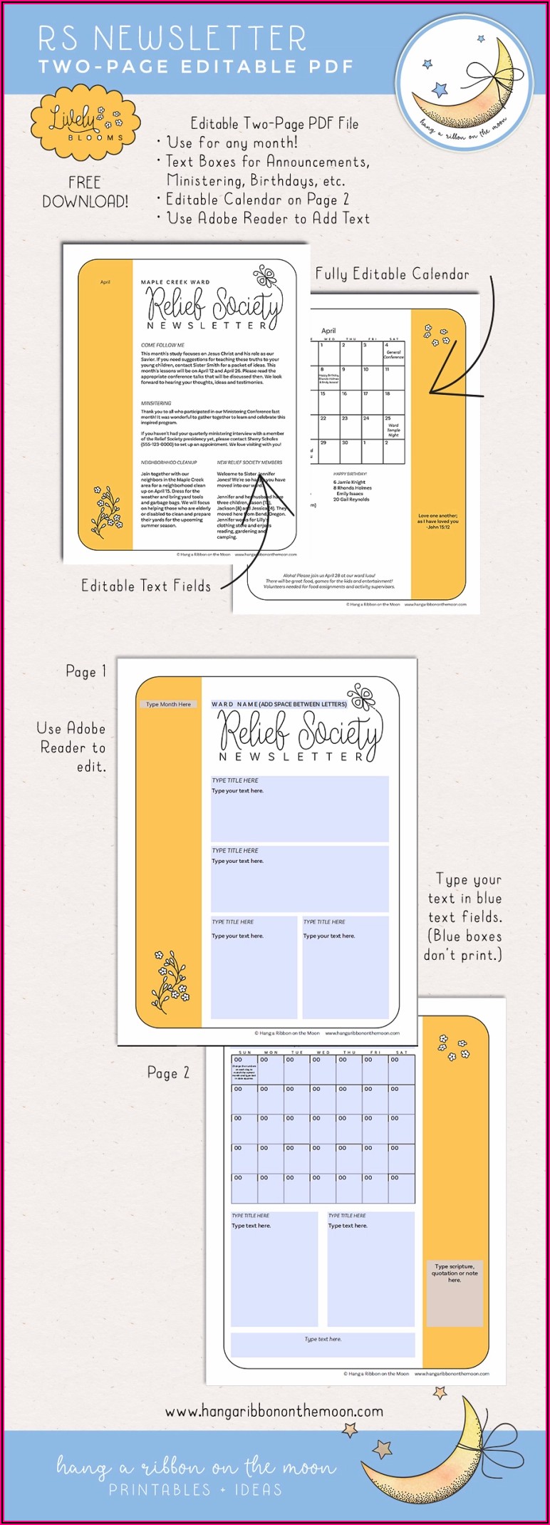 Free Editable Relief Society Newsletter Template