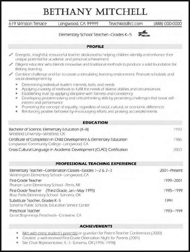 Free Examples Of Resumes Templates