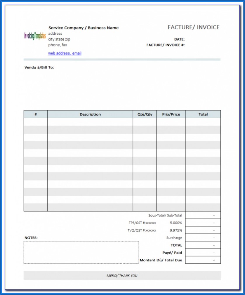 Free Fillable Invoice Template Word