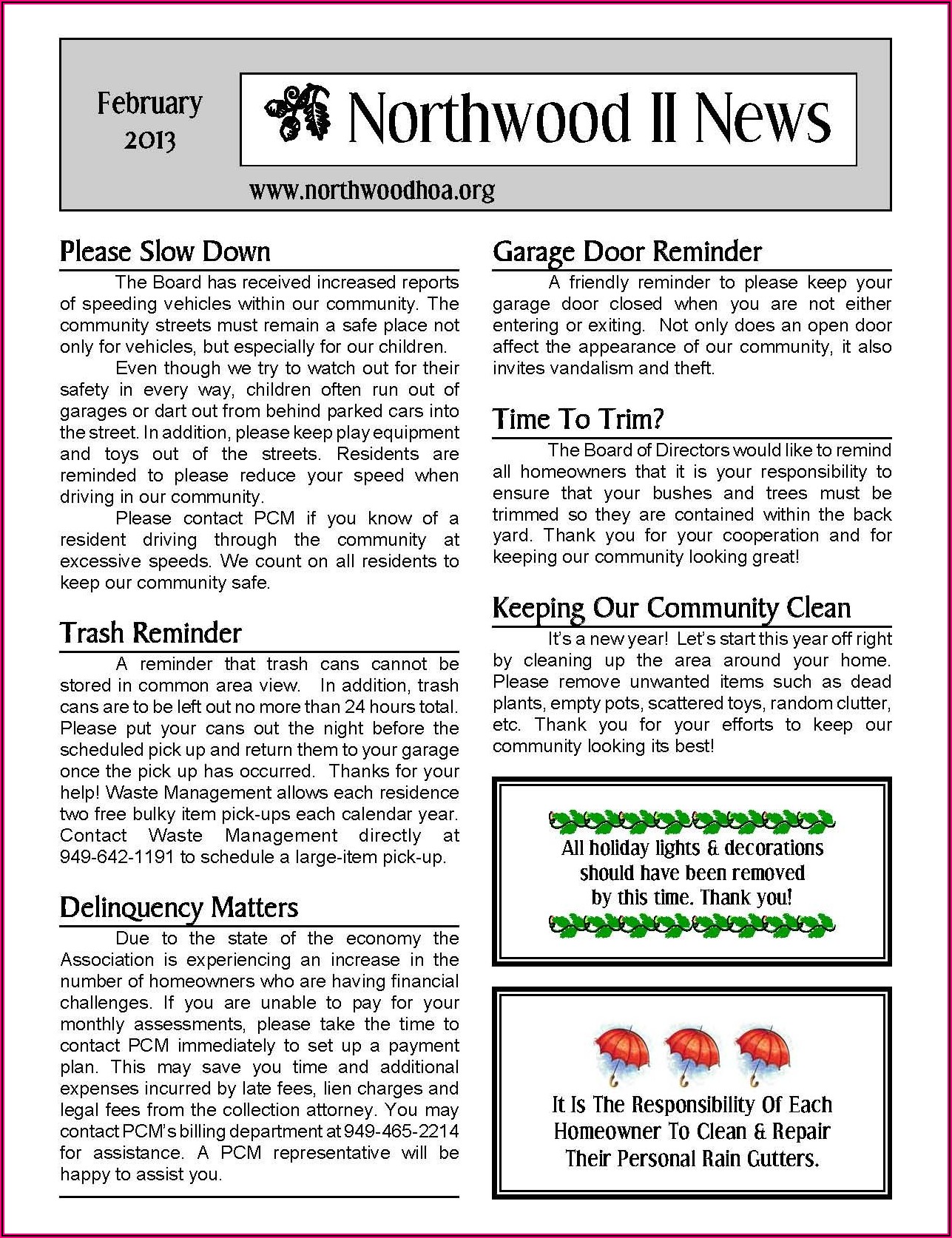 Free Homeowners Association Newsletter Templates