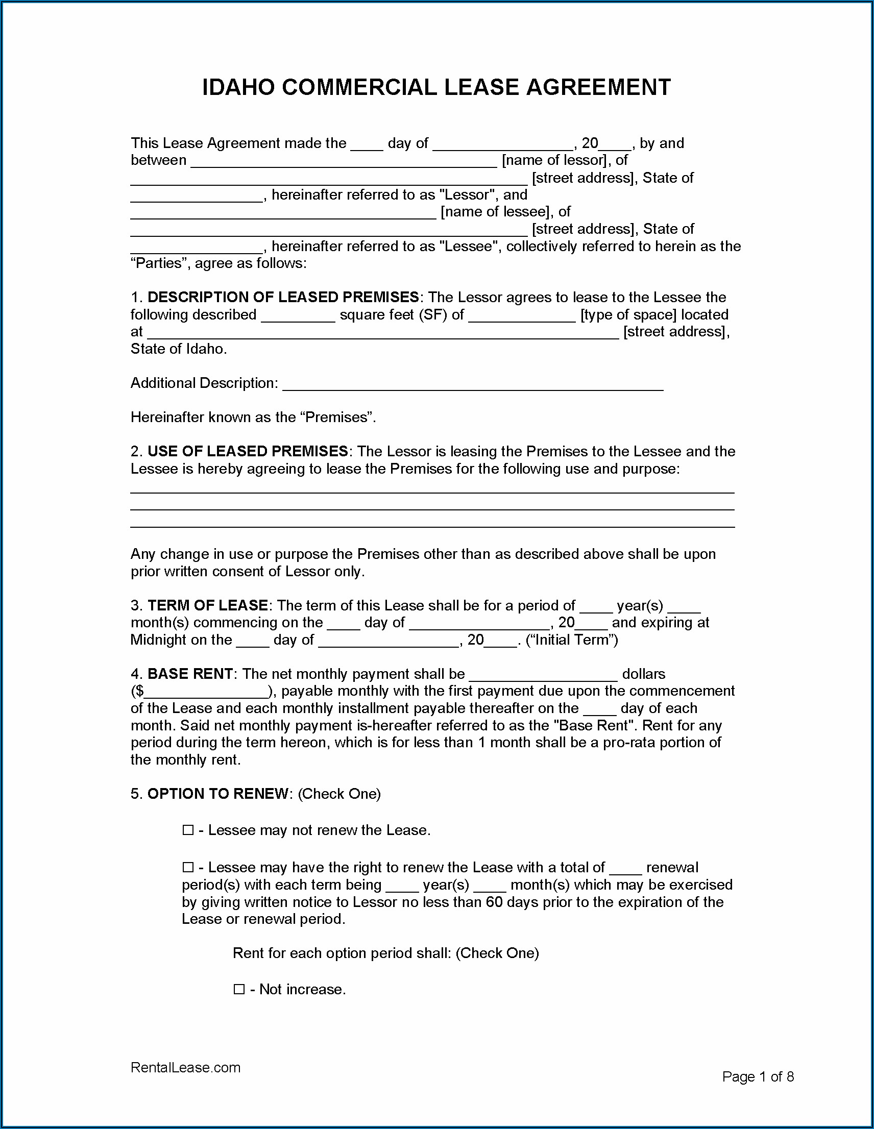 Free Illinois Commercial Lease Agreement Pdf
