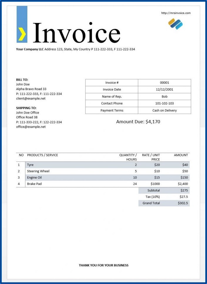 Free Invoice Format In Word