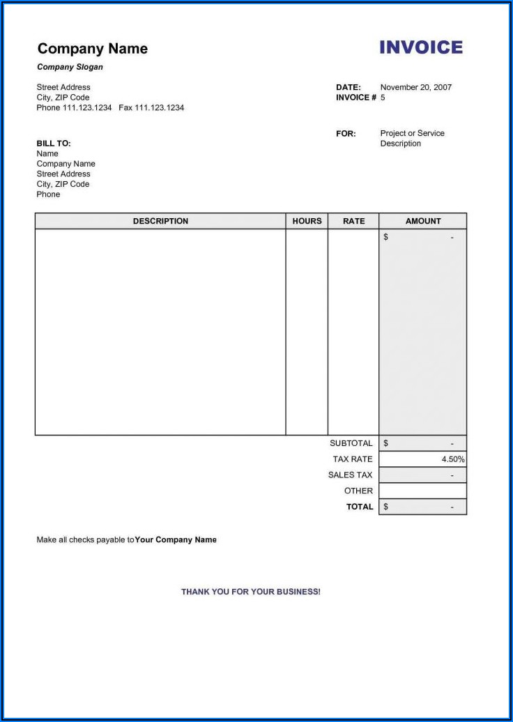 Free Invoice Template Open Office