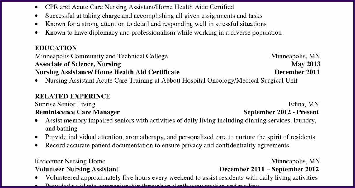 Free Nursing Assistant Resume Templates