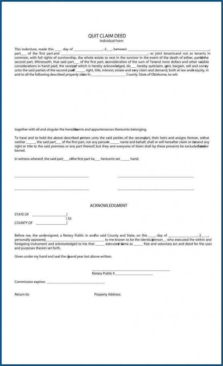 Free Online Quit Claim Deed Form