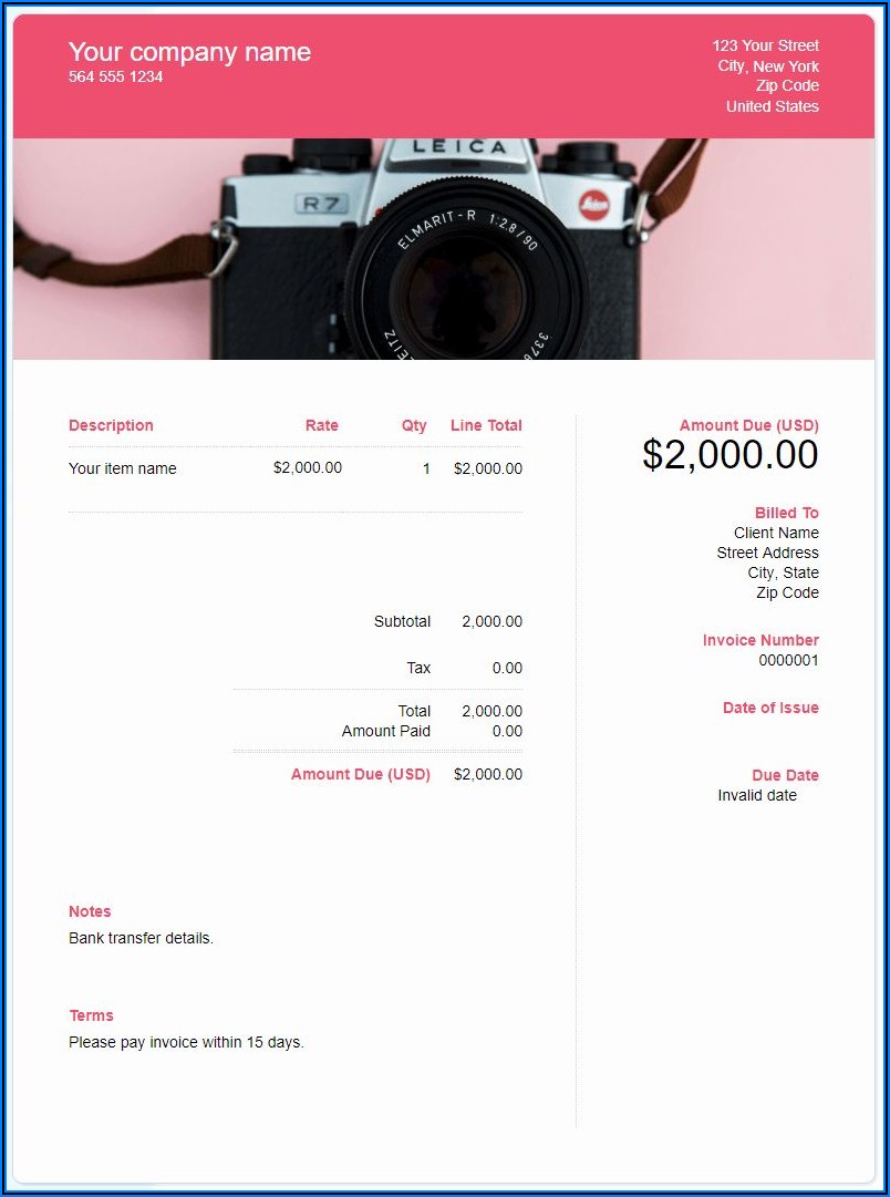 Free Photography Invoice Template Download