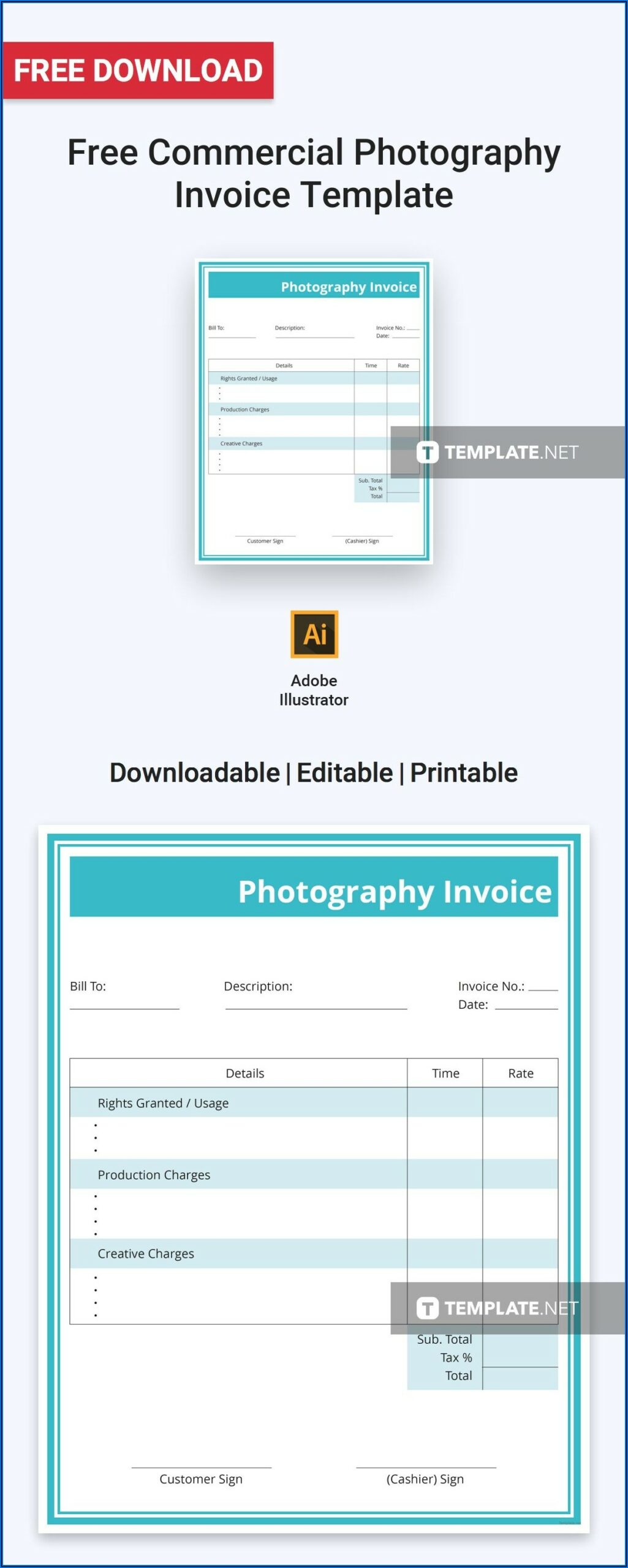 Free Photography Invoice Template Psd