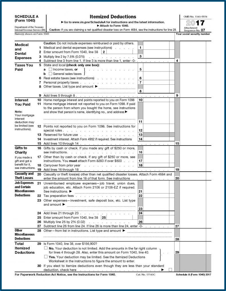 Free Printable 1040a Tax Form 2017