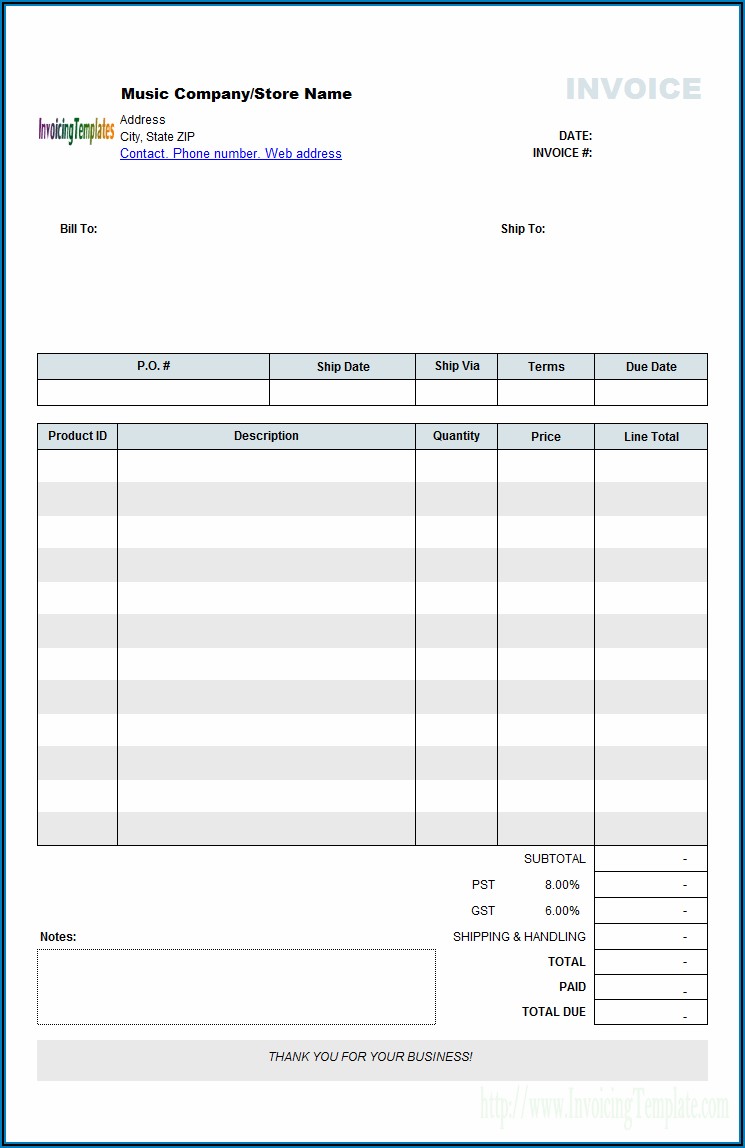 Free Printable Blank Invoice Templates Pdf