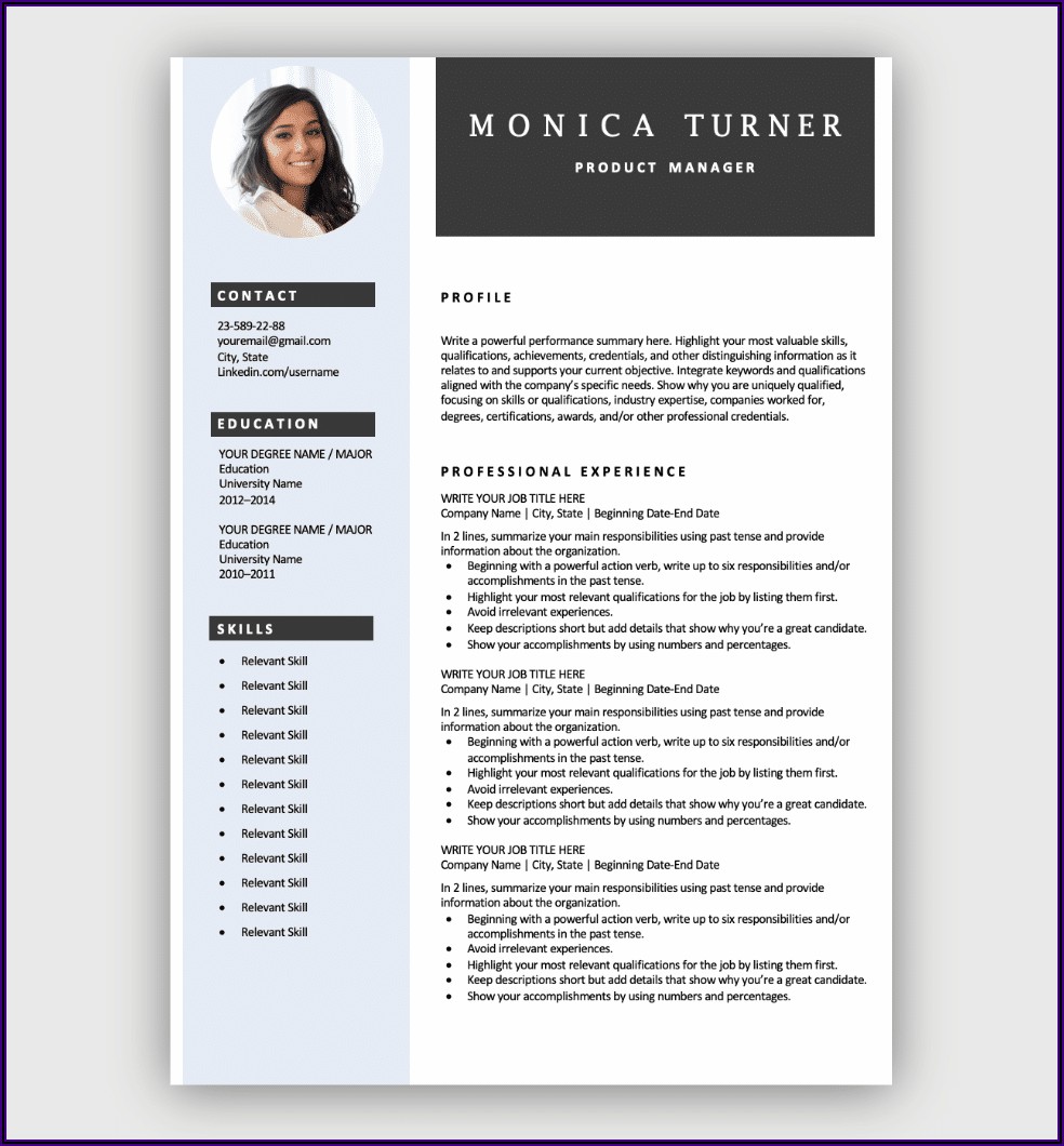 Free Resume Templates Download Word