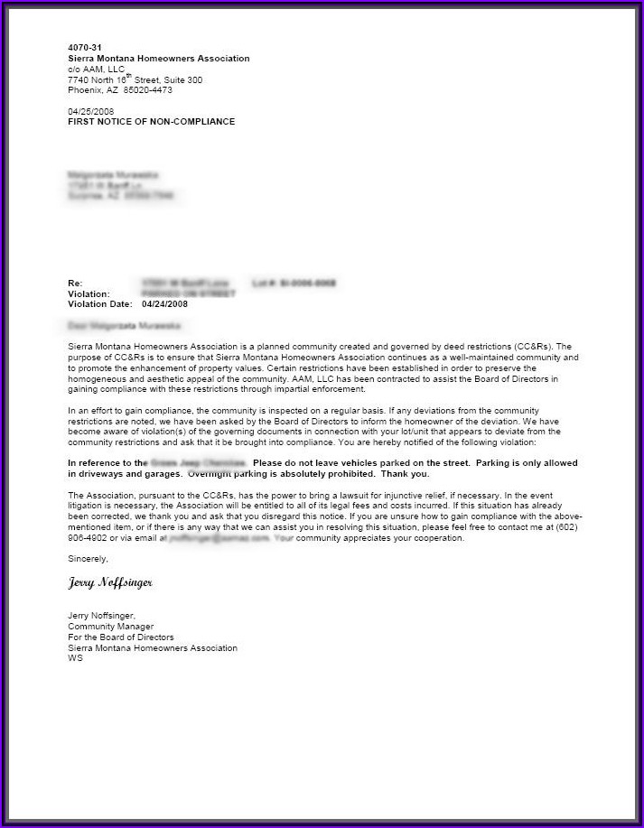 Hoa Cease And Desist Letter Template