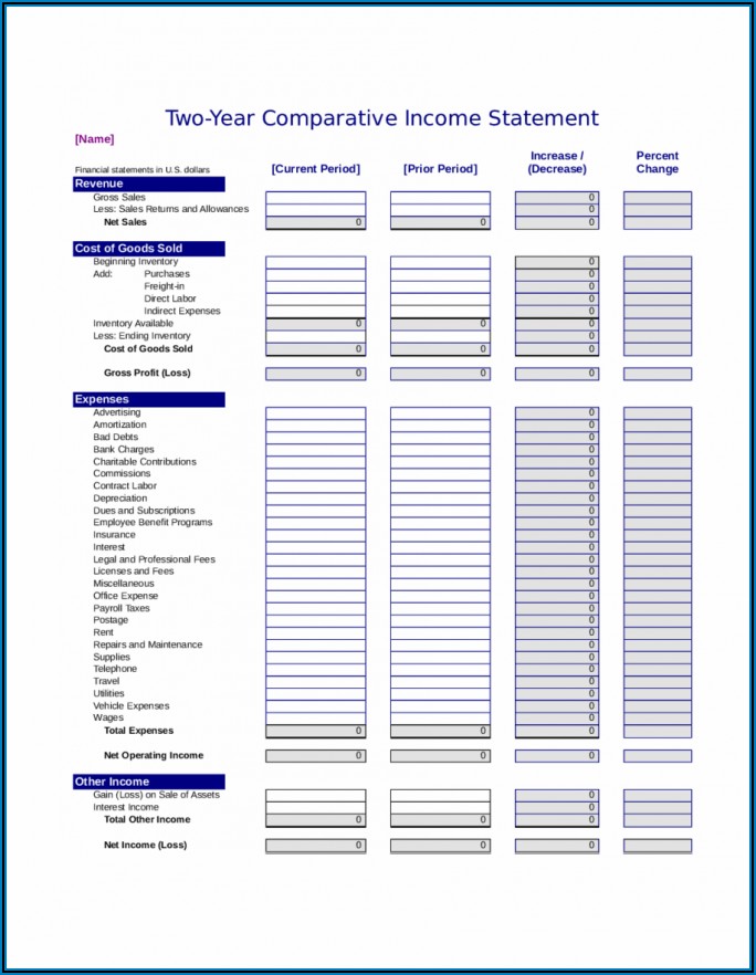 Income Tax Statement Blank Form