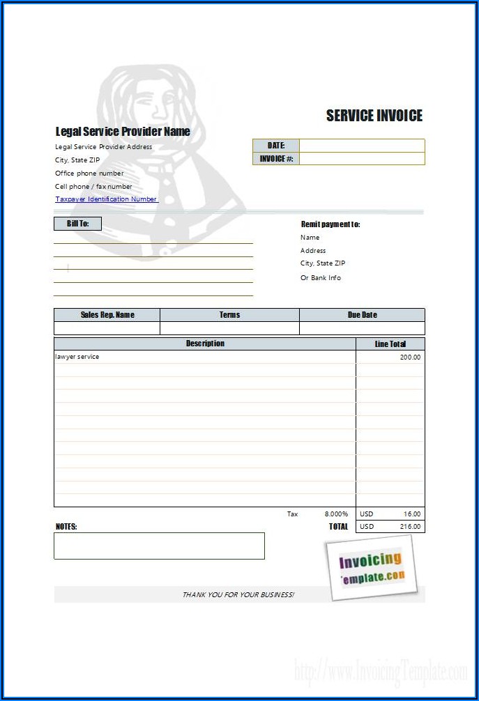 Invoice For Services Rendered Template