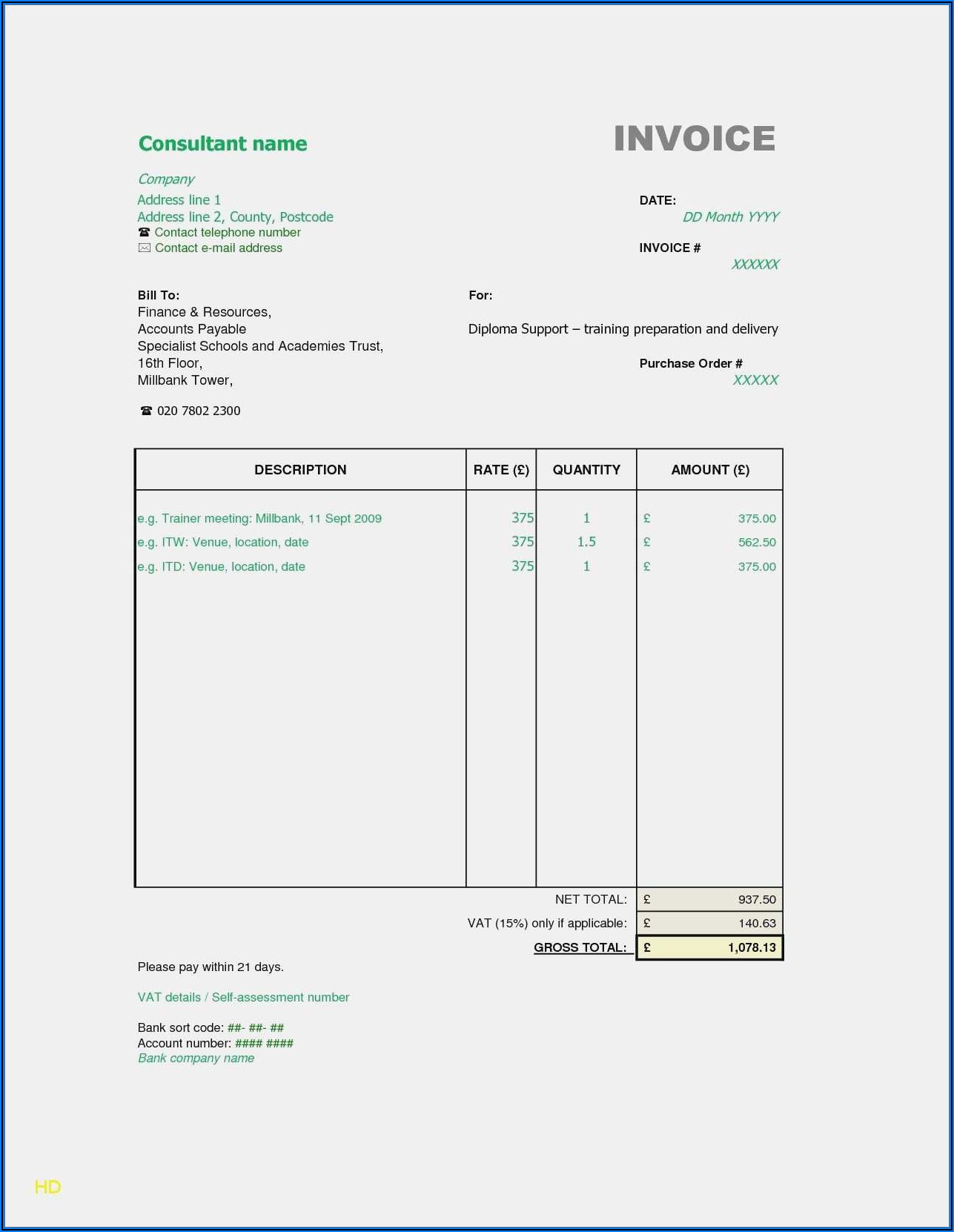 Invoice Template For Trucking Company