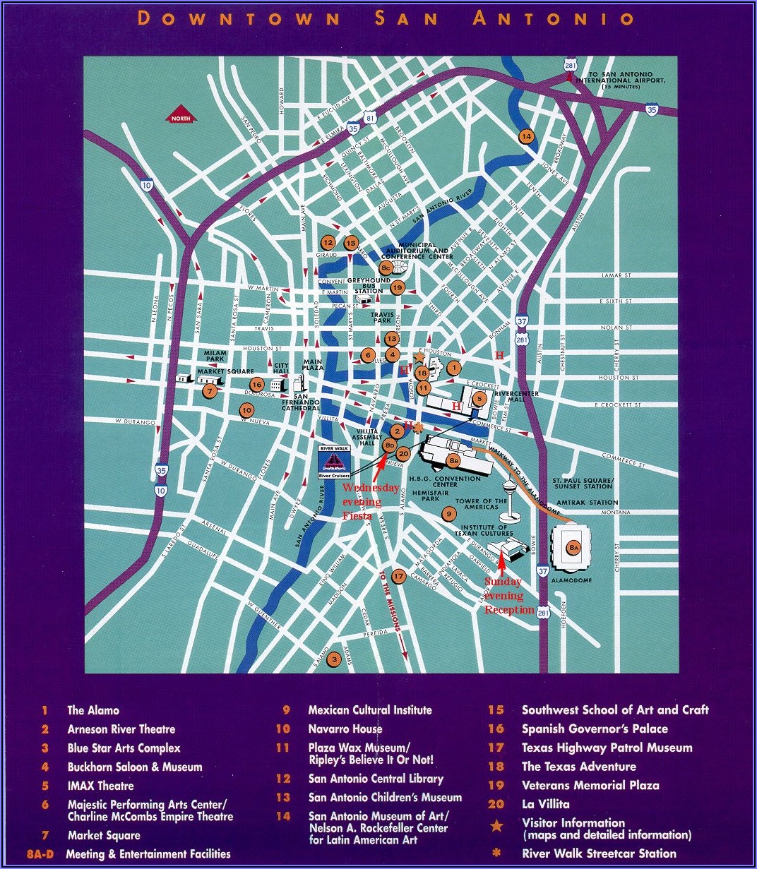 Map Of Hotels In San Antonio Riverwalk Area