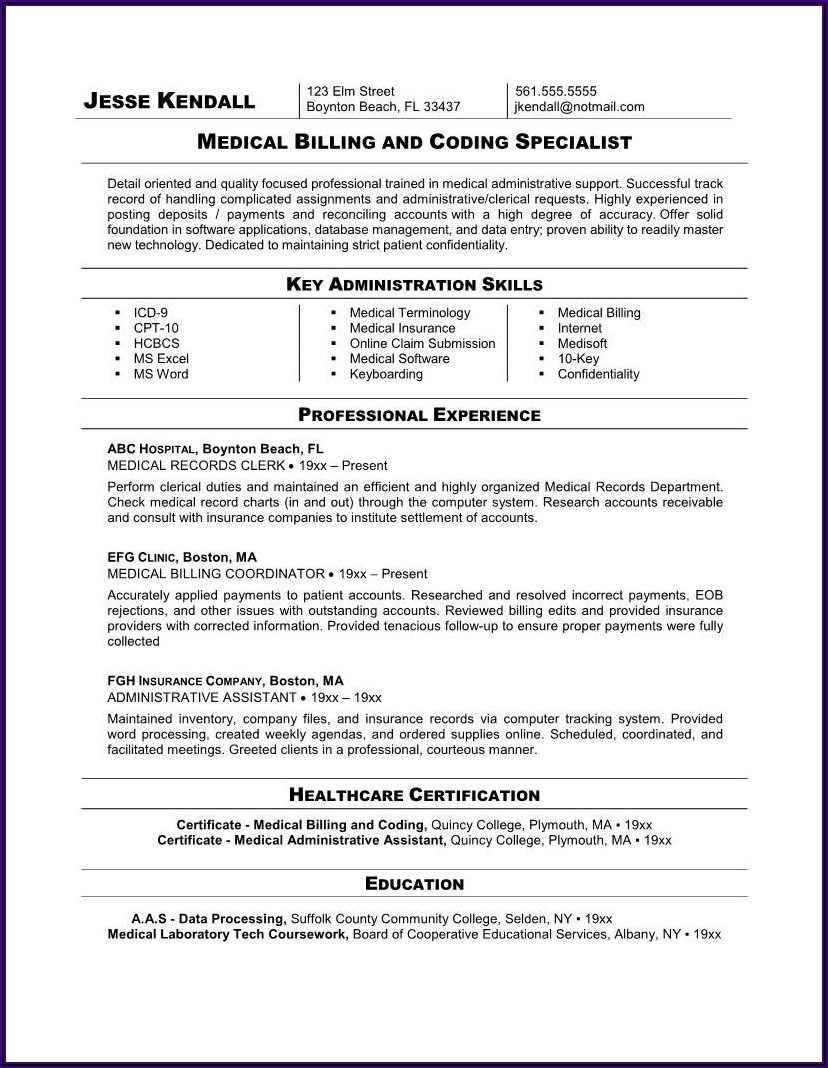 Medical Coder Resume Examples
