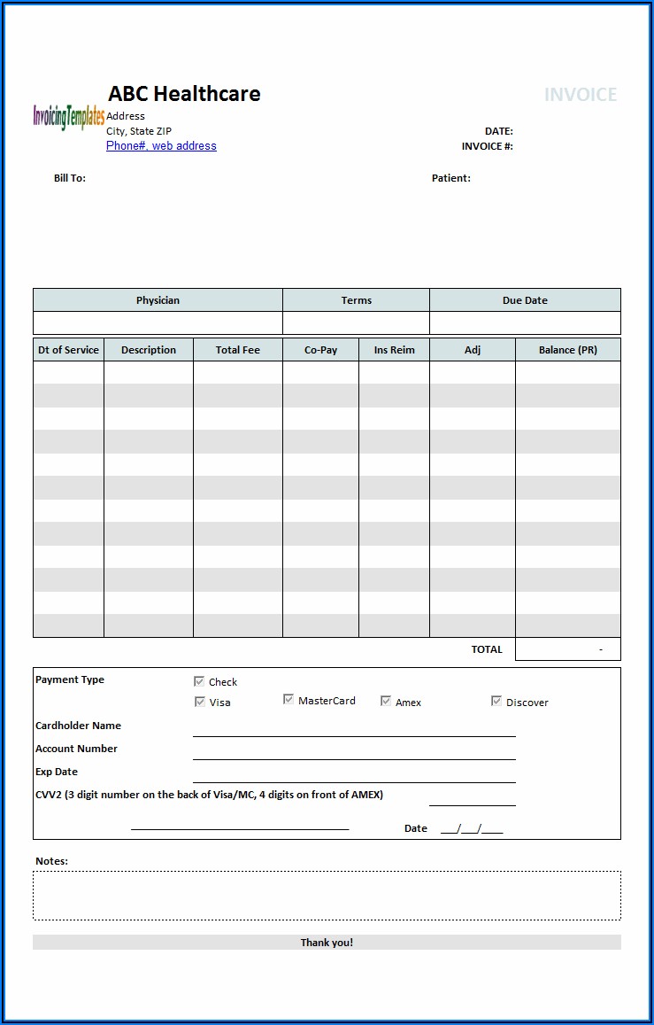 Medical Office Medical Records Invoice Template