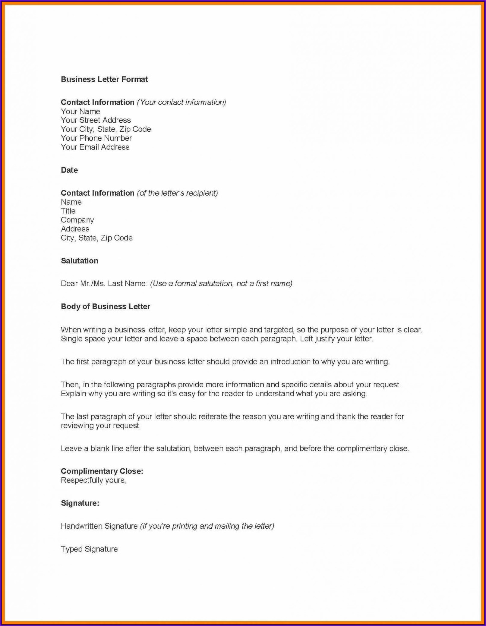 Microsoft Office Word 2007 Business Letter Template