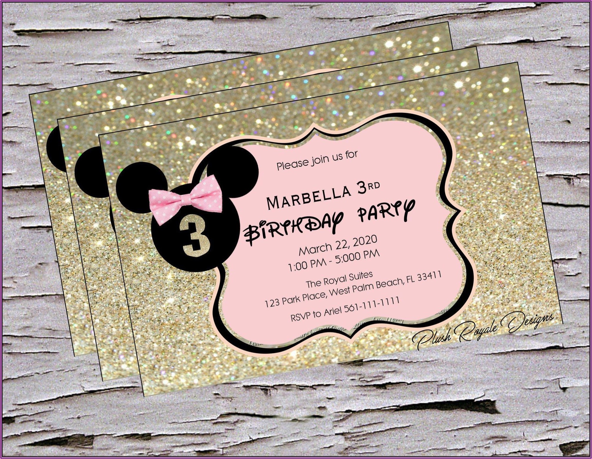 Minnie Mouse Birthday Invitations Pink And Gold