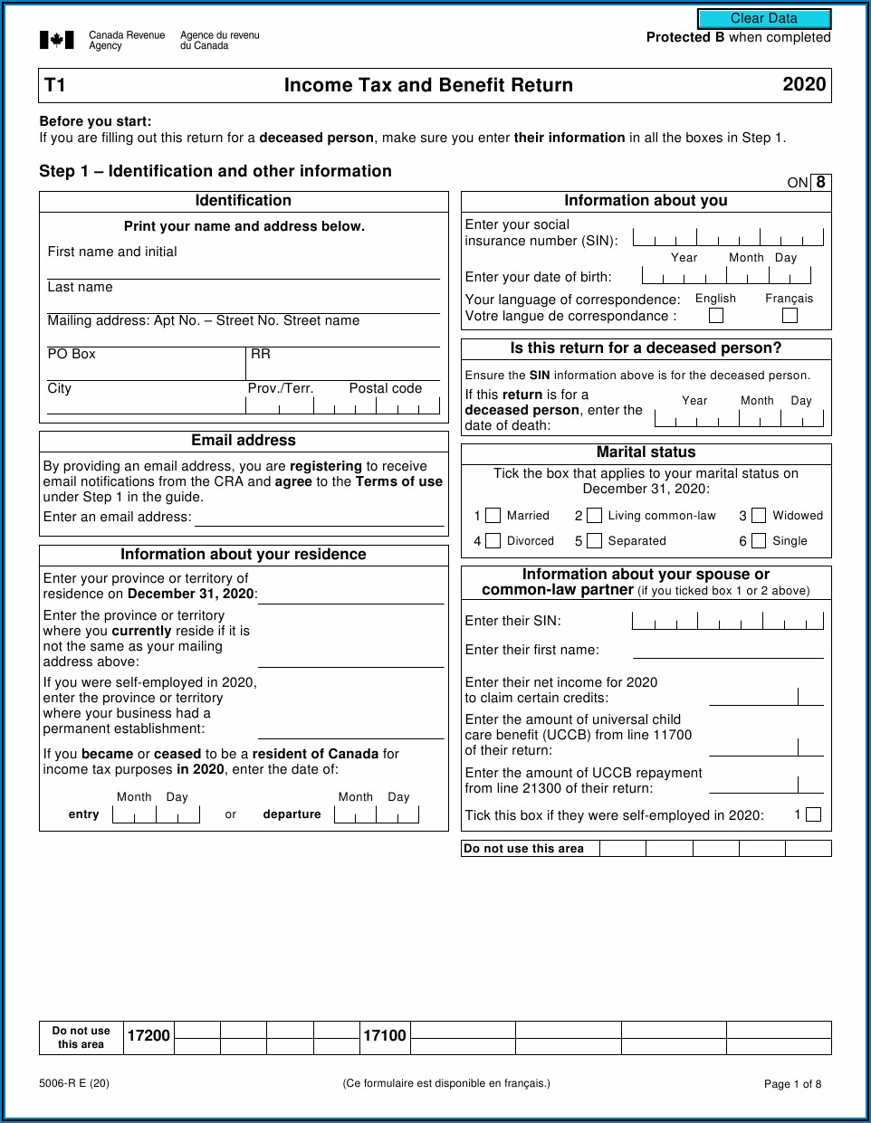 Printable 2020 Canadian Income Tax Forms