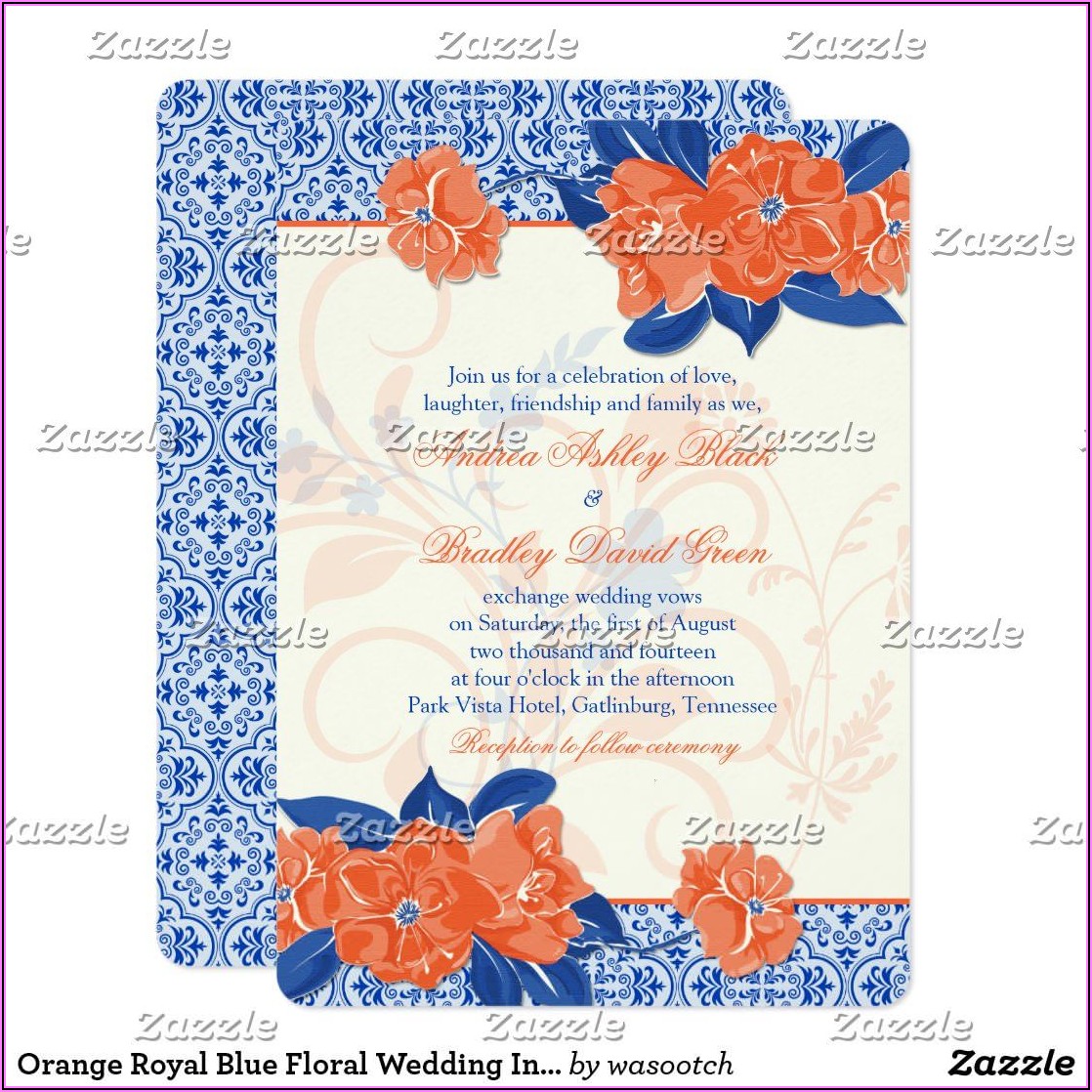 Royal Blue Floral Wedding Invitations