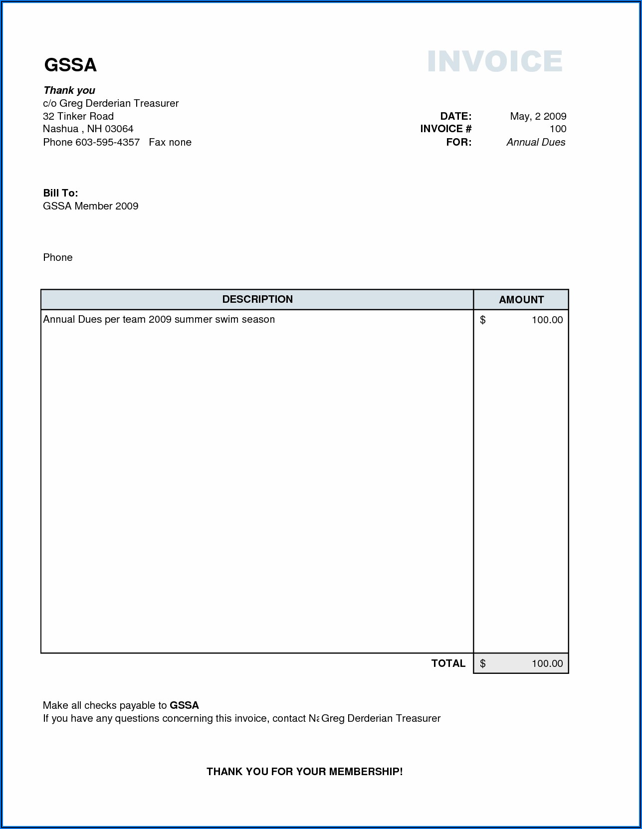 Simple Bill Format In Word Free Download