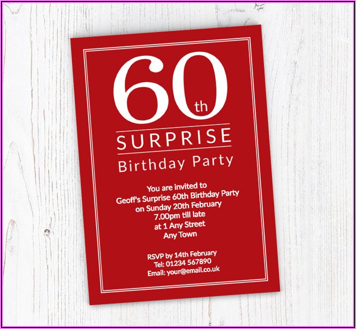 Surprise 60th Birthday Invitations Uk