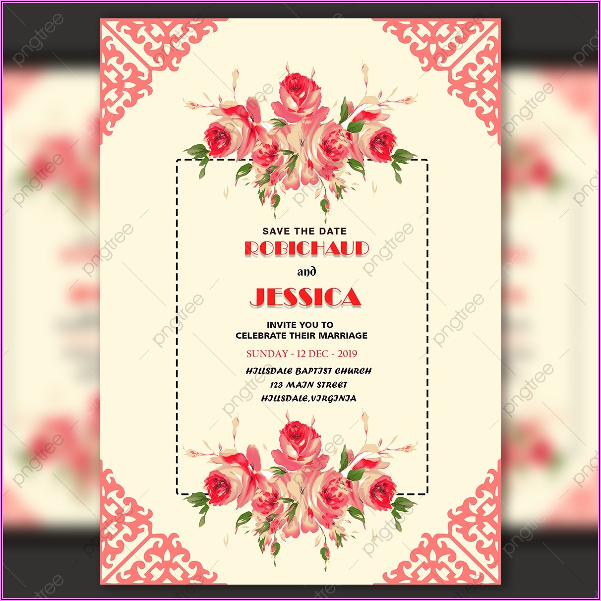 Vintage Floral Wedding Invitation Frame