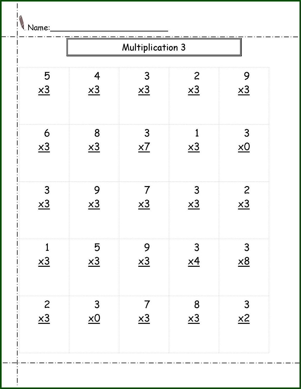 3 Times Table Quiz Printable