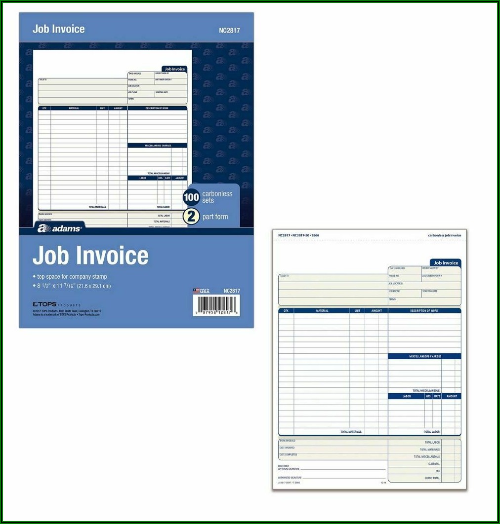 Adams Job Invoice Nc2817