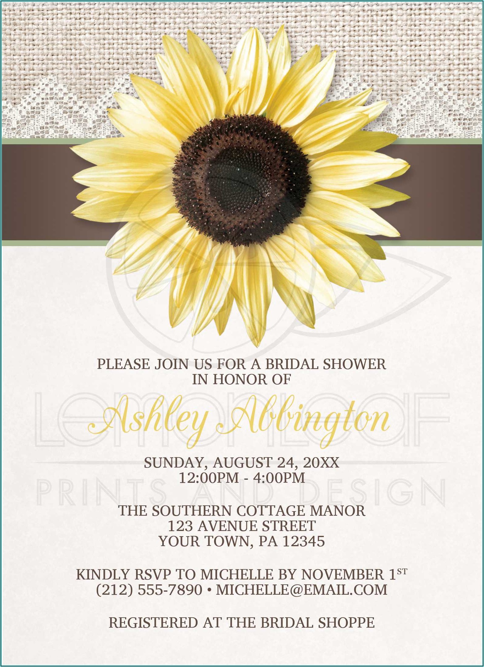 Burlap And Lace Bridal Shower Invitations