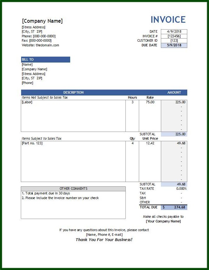 Car Sales Invoice Template Free Download