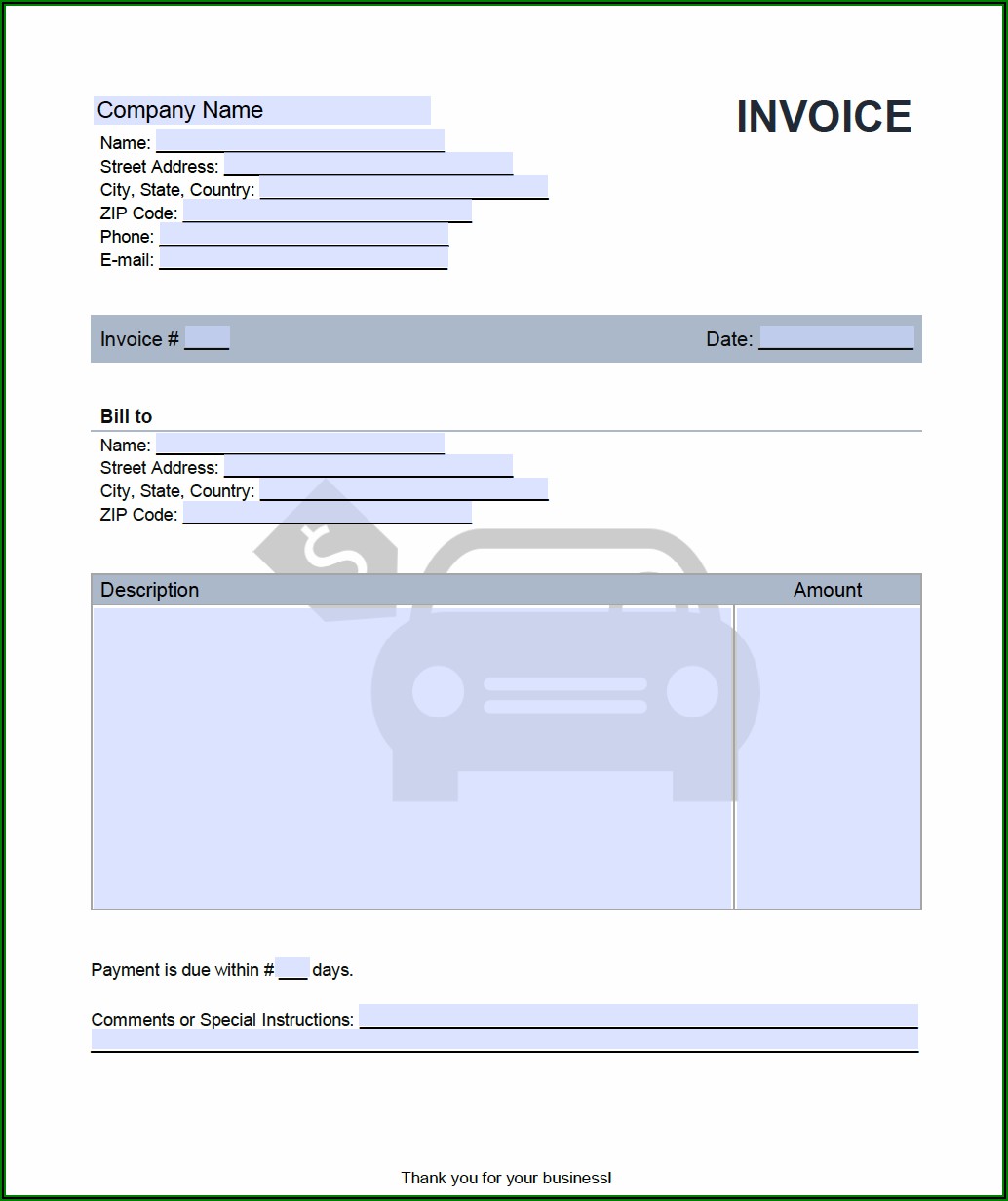 Car Sales Invoice Template